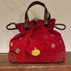 Loewe red suede leather 160th aniversario bag handbag or shoulder bag